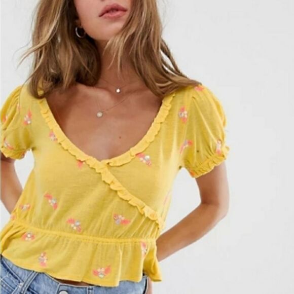 NEW $78 Free People Full Bloom Top Sun Drop Small - Picture 6 of 16
